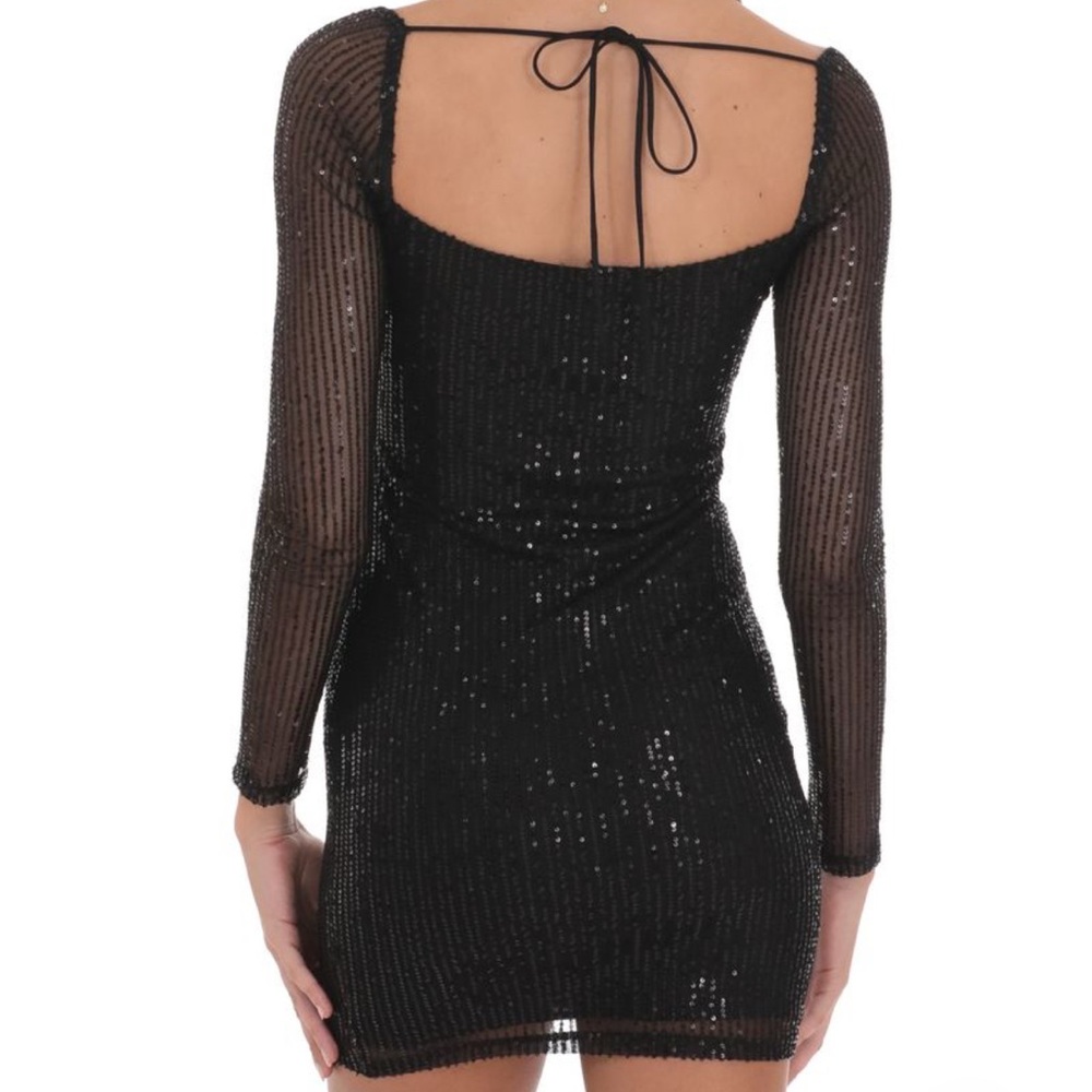 Lucy in the Sky Black Squin Bodycon Dress - Picture 2 of 8